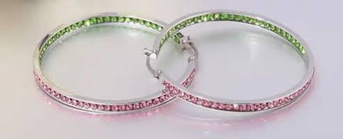 Pink and Green Hoop Earrings