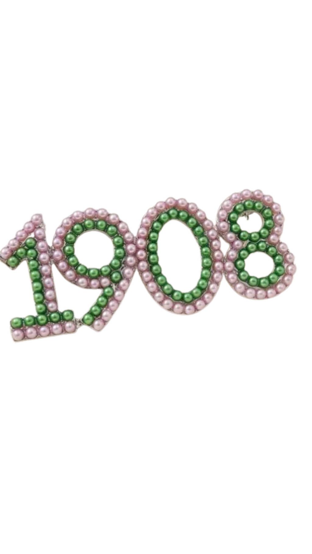 1908 Pearl Brooch Pin Pink and Green