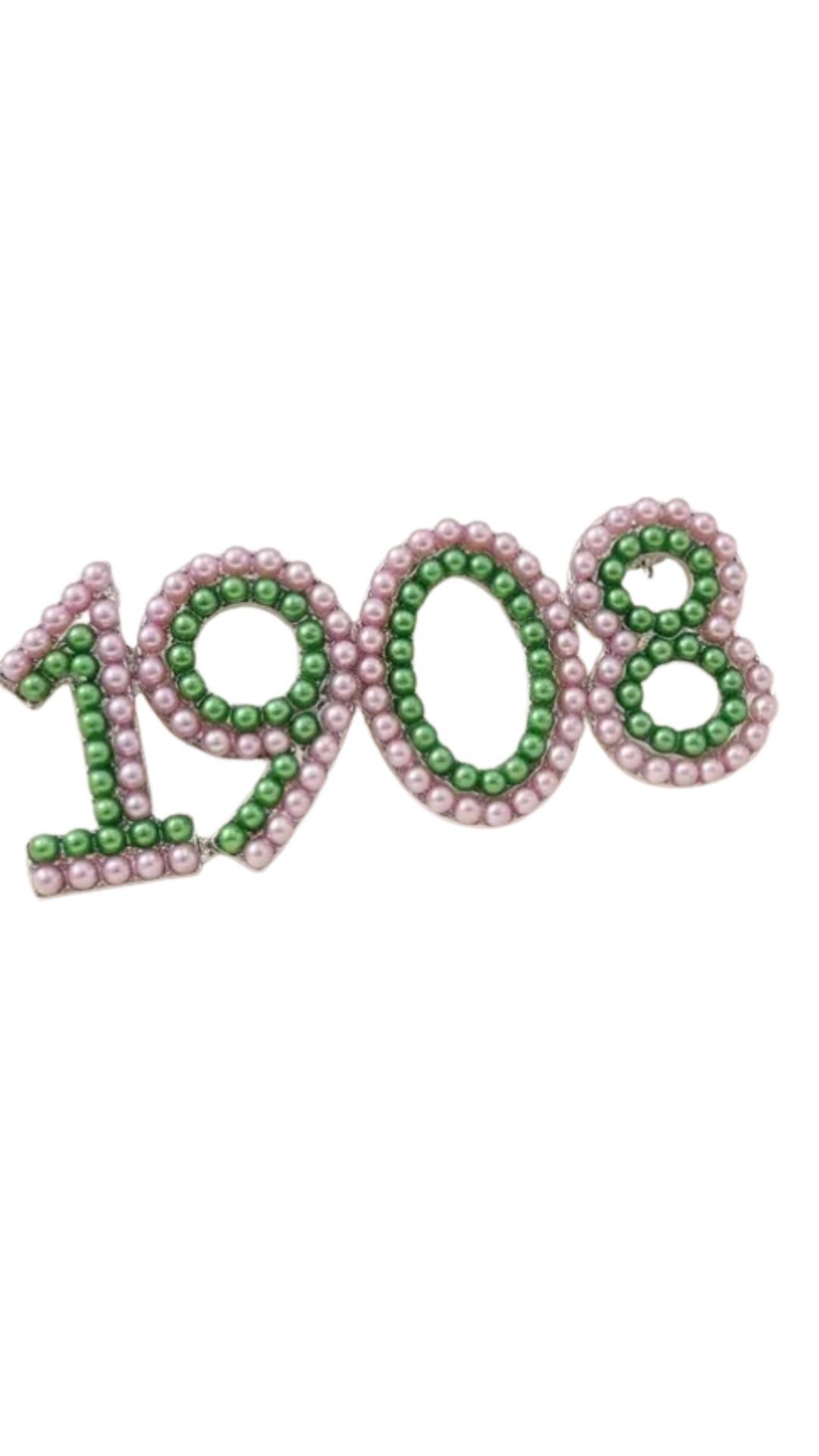 1908 Pearl Brooch Pin Pink and Green