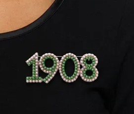 1908 Pearl Brooch Pin Pink and Green
