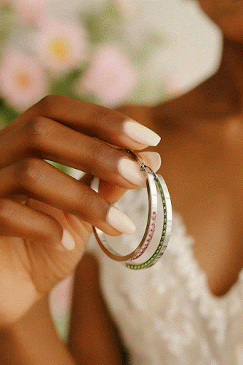 Pink and Green Hoop Earrings