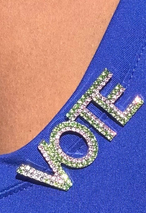 VOTE Pink and Green Pin