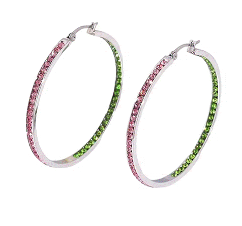 Pink and Green Hoop Earrings