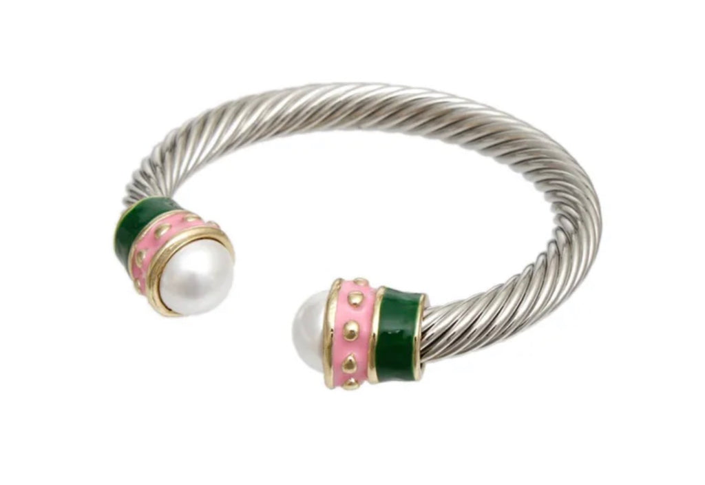 Pink and Green Pearl Bangle