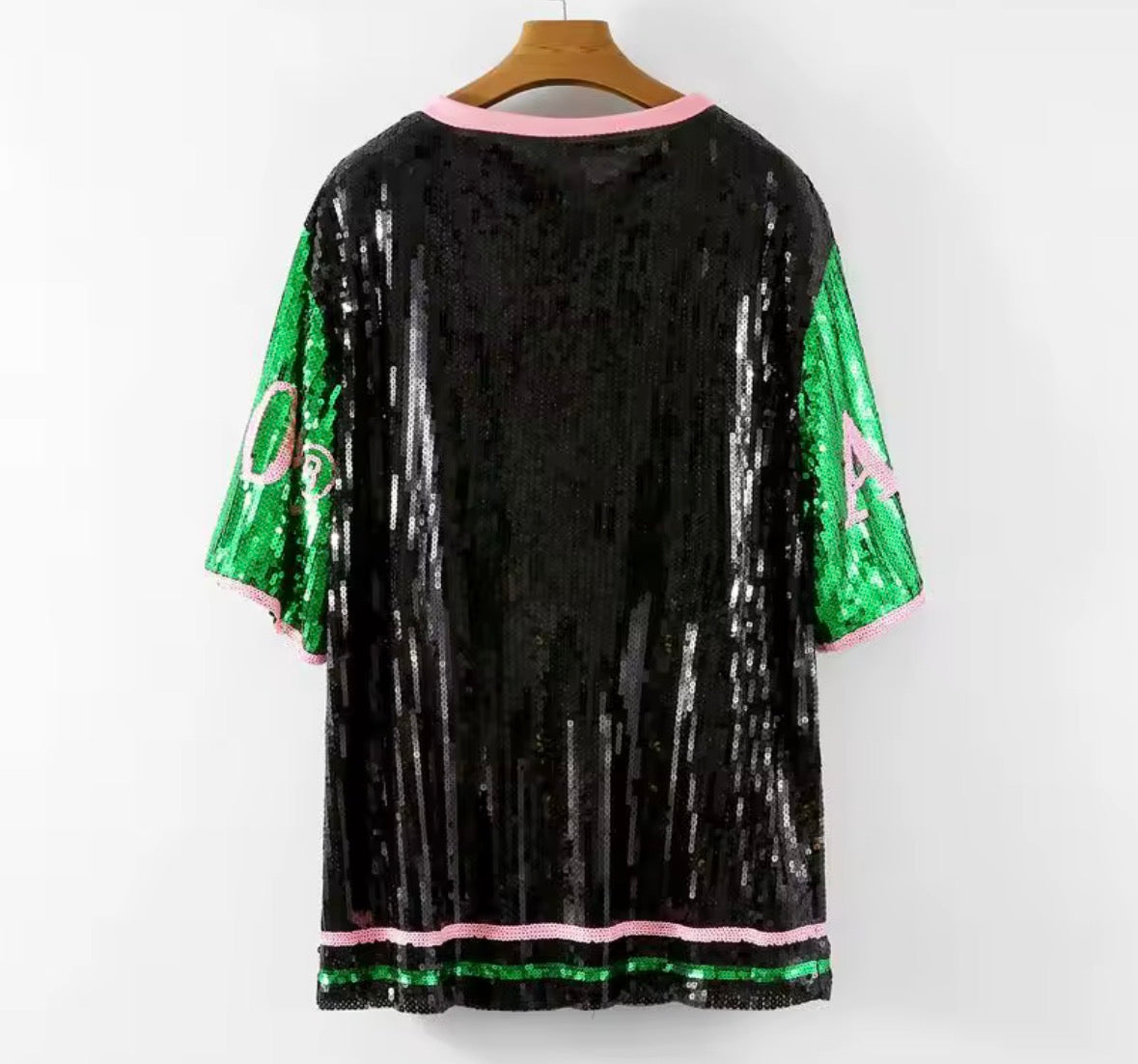 Alpha Kappa Alpha Inspired Black Sequin Jersey Shirt