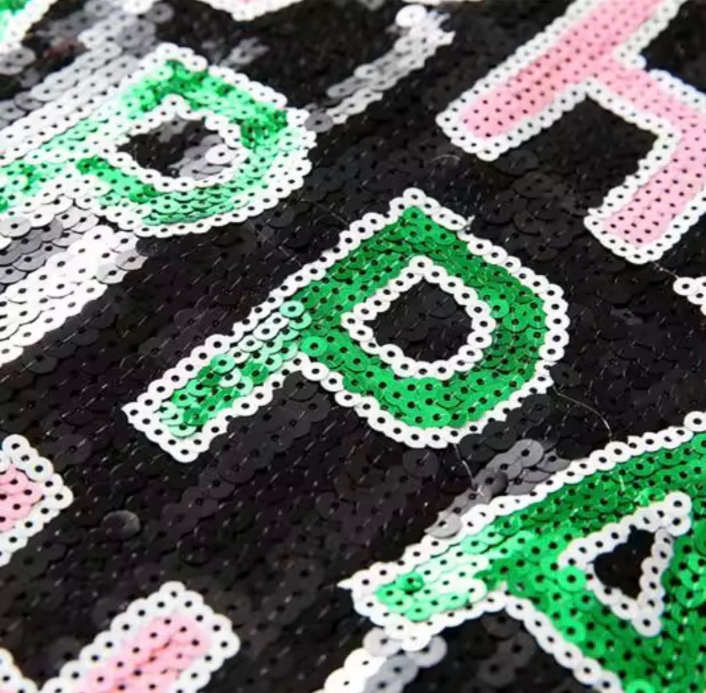 Alpha Kappa Alpha Inspired Black Sequin Jersey Shirt