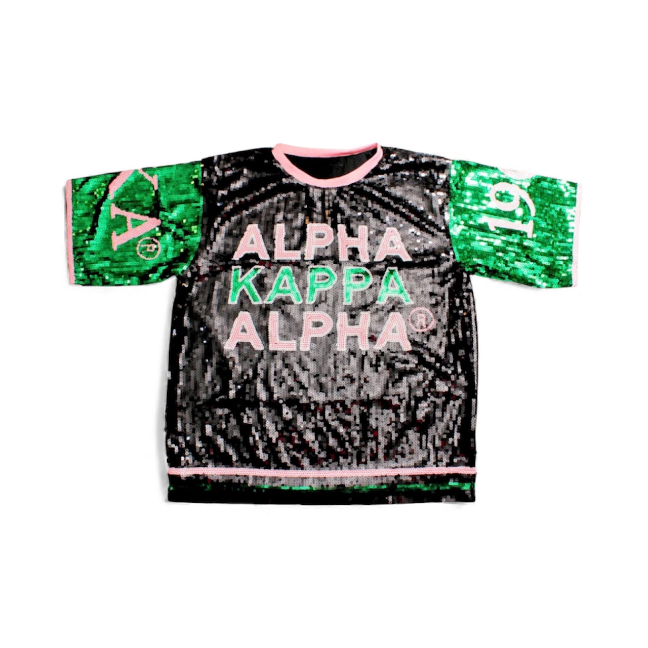 Alpha Kappa Alpha Inspired Black Sequin Jersey Shirt