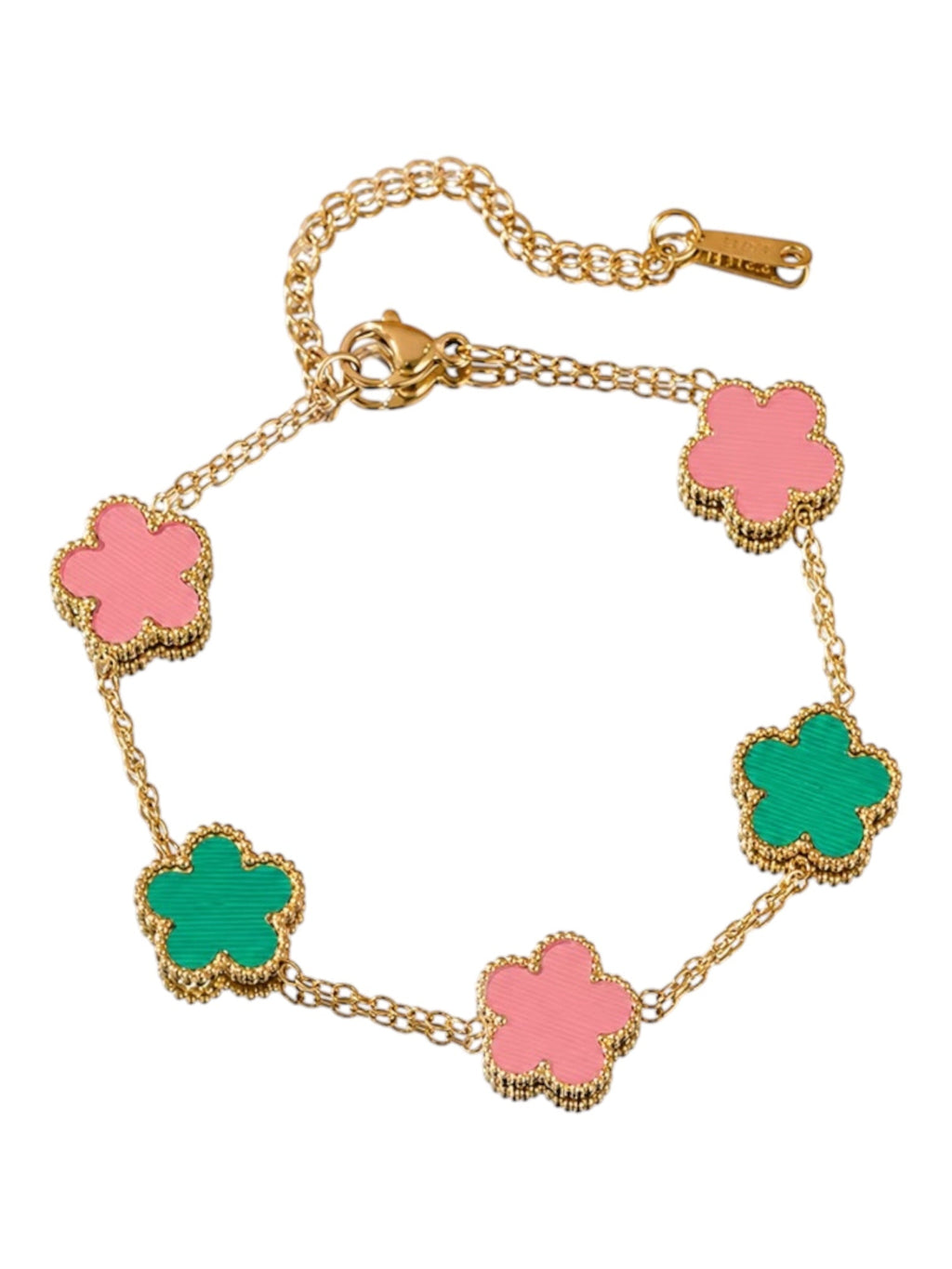 Pink and Green Clover Charm Bracelet Pinky Promise Boutique