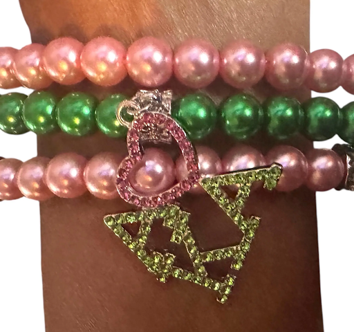 Pink Green Pearl Alpha Kappa Alpha Sorority Inspired Watch Band