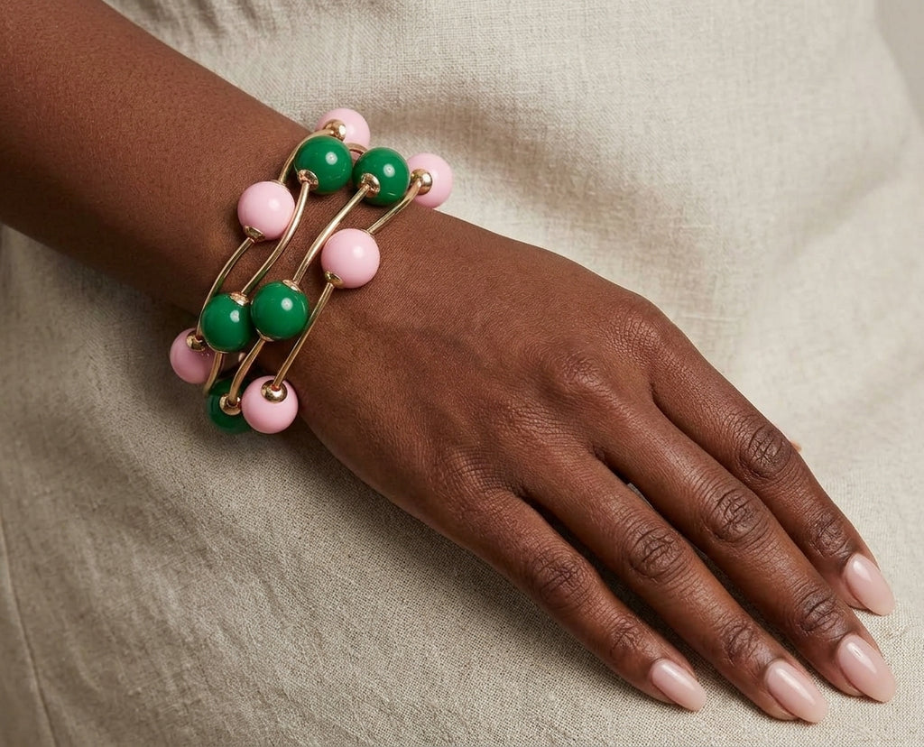 Pink & Green 4pcs Bracelet Set