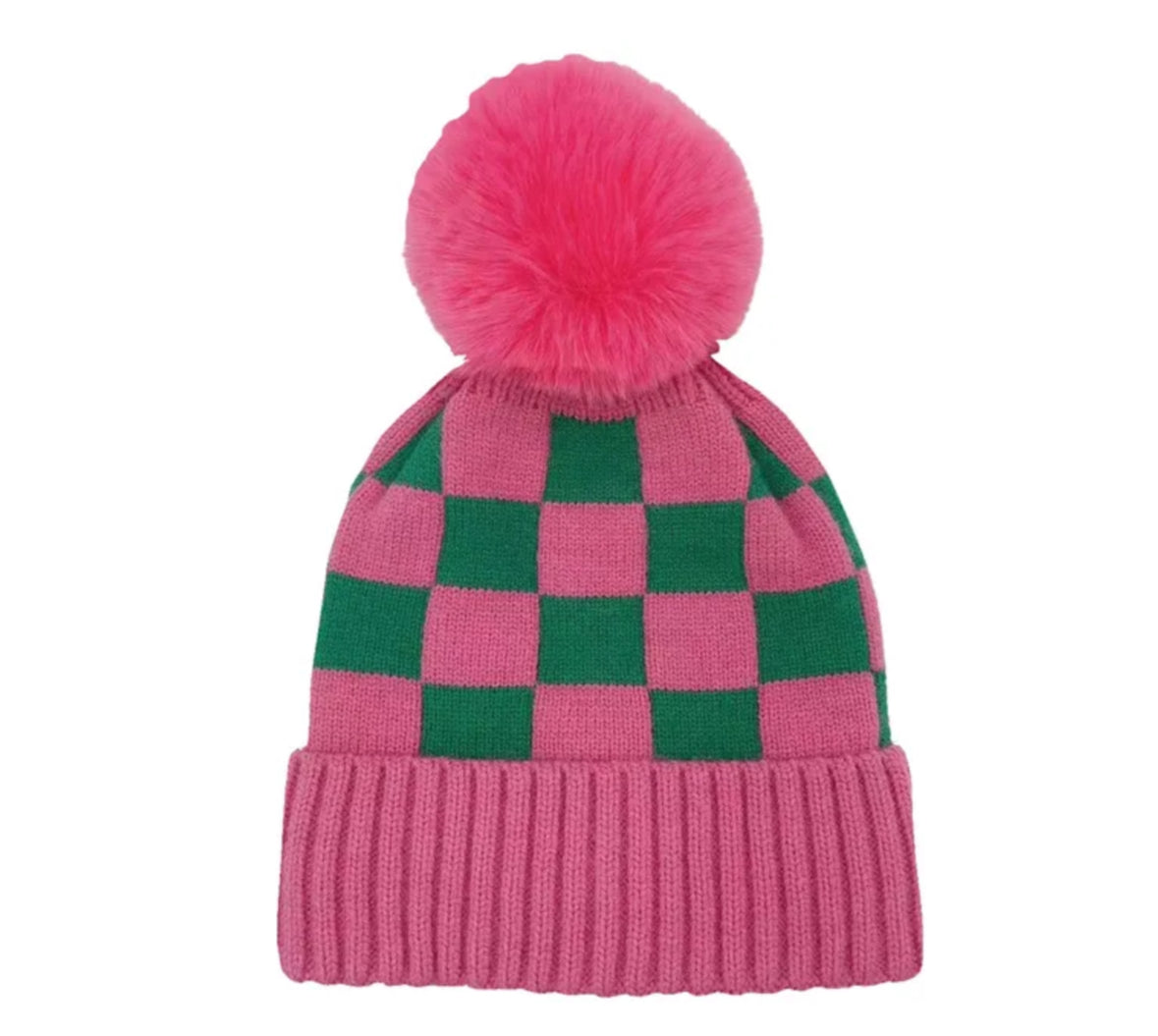 Pink and Green Beanie