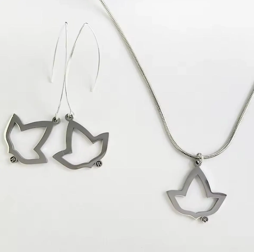 Alpha Kappa Alpha Sorority Inspired Ivy Leaf Necklace and Earrings Set Sterling Silver