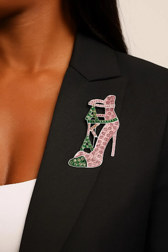 Pink and Green Heel Sisterhood Pin Alpha Kappa Alpha Sorority Inspired