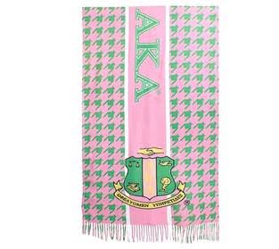 Pink and Green Sorority Inspired Shawl Scarf ~ Pink and Green Houndstooth Shawl