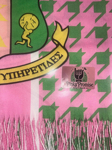 Pink and Green Sorority Inspired Shawl Scarf ~ Pink and Green Houndstooth Shawl