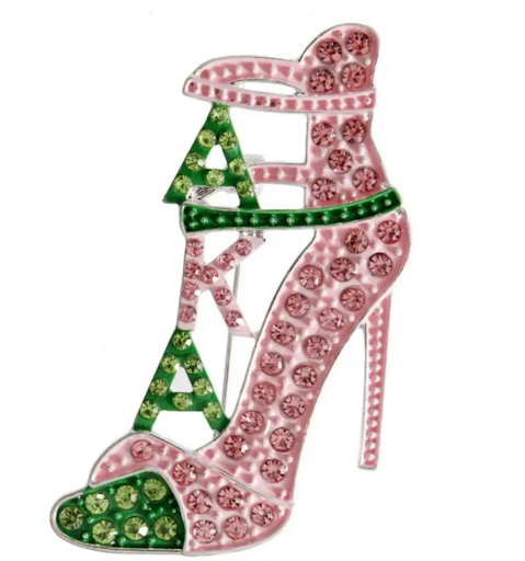 Pink and Green Heel Sisterhood Pin Alpha Kappa Alpha Sorority Inspired