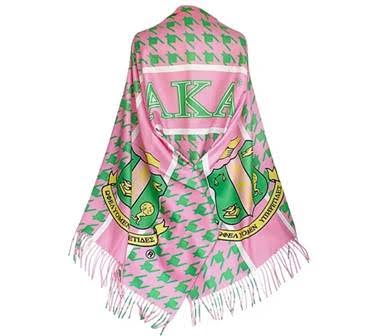 Pink and Green Sorority Inspired Shawl Scarf ~ Pink and Green Houndstooth Shawl
