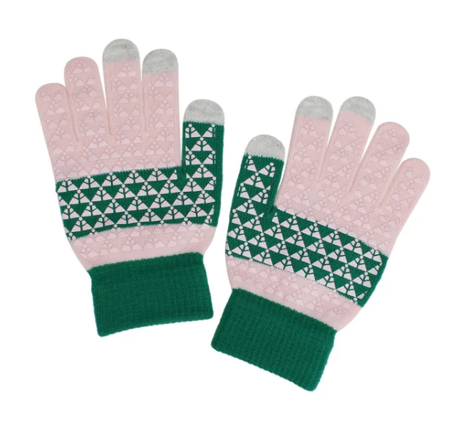 Pink and Green AKA Inspired Finger Touch and Grip Knit Winter Gloves