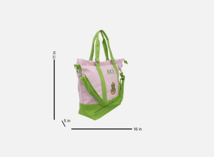Canvas Tote Bag Alpha Kappa Alpha Sorority Inspired Pink