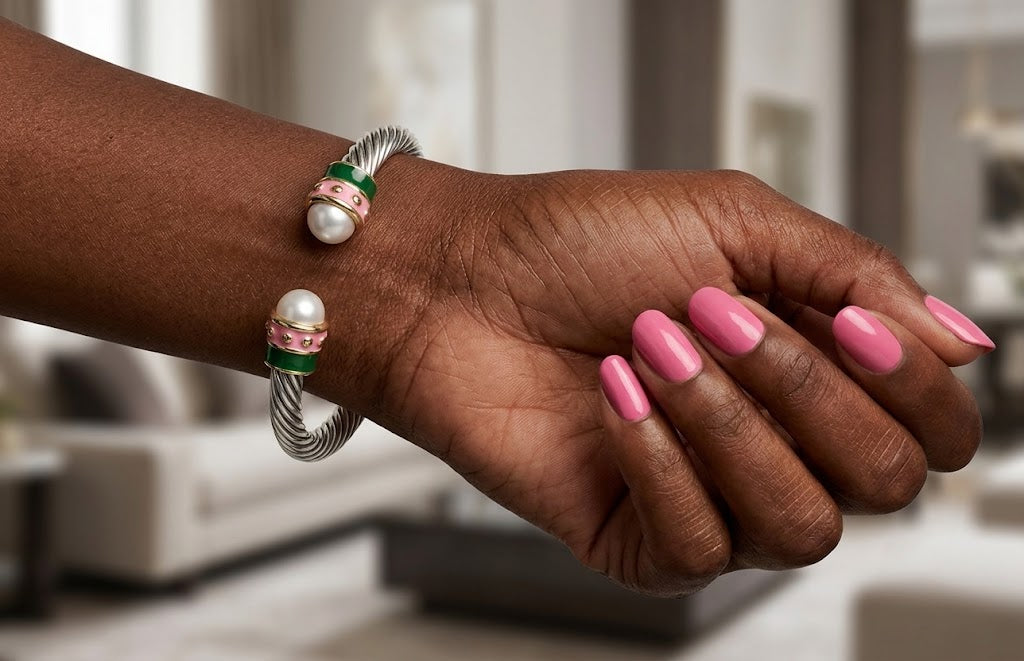 Pink and Green Pearl Bangle