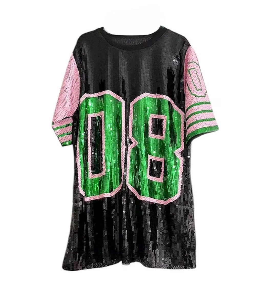 Pink and Green Sequin Jersey