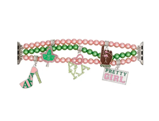 Pink Green Pearl Alpha Kappa Alpha Sorority Inspired Watch Band