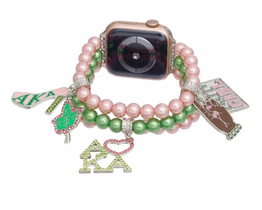 Pink Green Pearl Alpha Kappa Alpha Sorority Inspired Watch Band