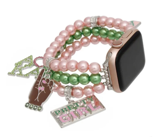 Pink Green Pearl Alpha Kappa Alpha Sorority Inspired Watch Band