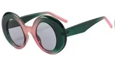 Pink and Green Round Fashion Vintage Sunglasses