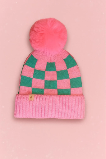 Pink and Green Beanie