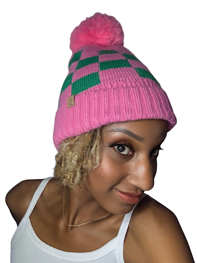 Pink and Green Beanie