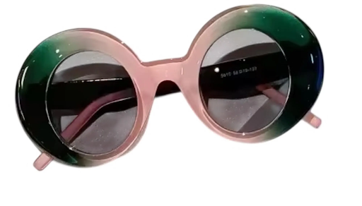 Pink and Green Round Fashion Vintage Sunglasses