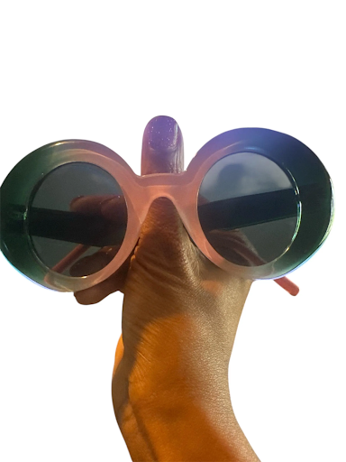 Pink and Green Round Fashion Vintage Sunglasses