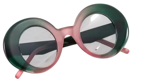 Pink and Green Round Fashion Vintage Sunglasses