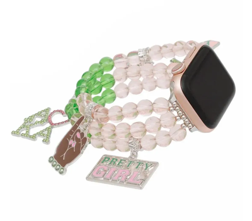 Alpha Kappa Alpha Inspired Pearl Watch Band