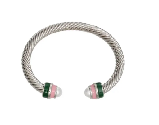 Pink and Green Pearl Bangle