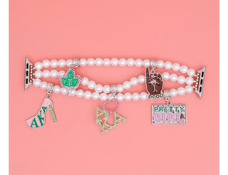 White Pearl Alpha Kappa Alpha Sorority Inspired Watch Band Pinky Promise Boutique